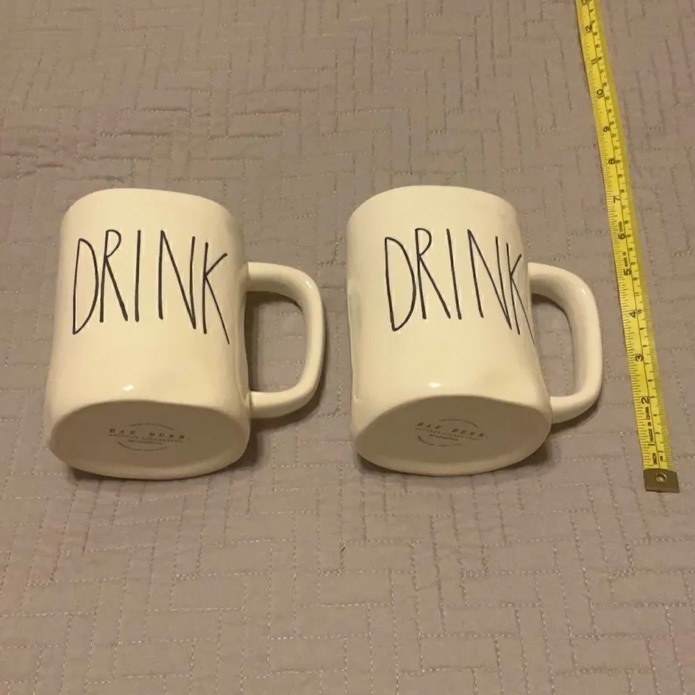 Rae Dunn Pair of Mugs “DRINK”   EUC. No stains or chips.
